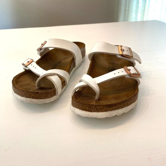 Birkenstock Women’s Mayari White Birko-Flor Slip On Sandals EU 34 US Size‎ 3 - Picture 1 of 7